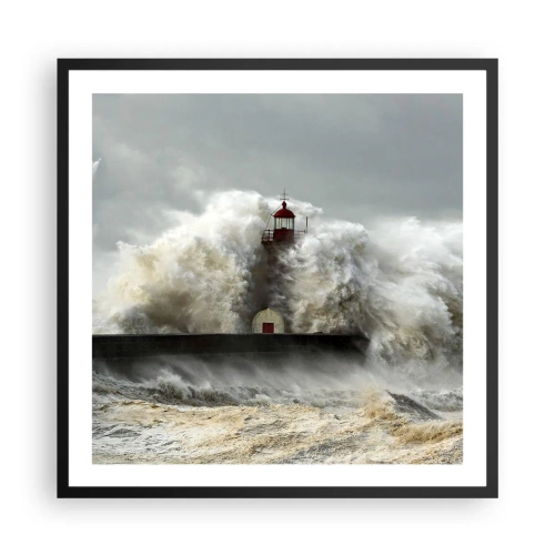 Poster în ramă neagră - Mânia oceanului - 60x60 cm