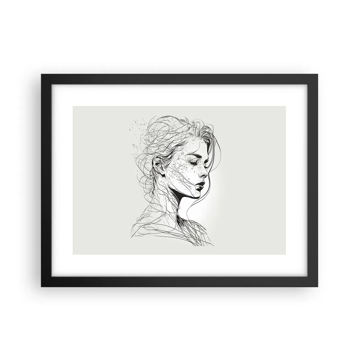 Poster în ramă neagră - Desenată cu linii - 40x30 cm