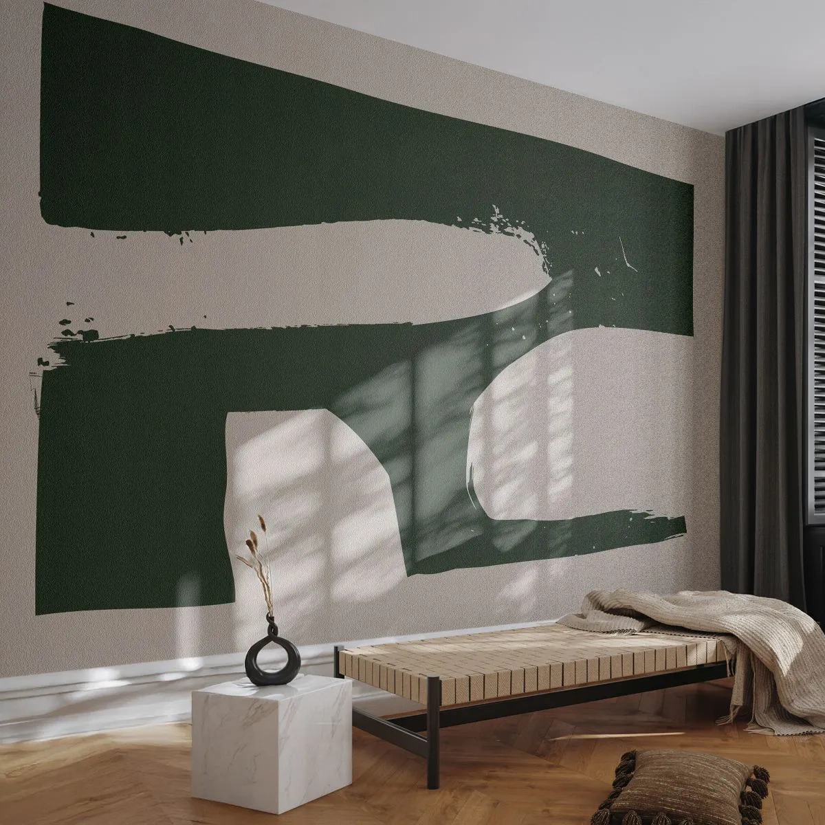 Tapet Premium Sand - Golfuri de alb - Boho, Minimalism, Formă - 100x70 cm