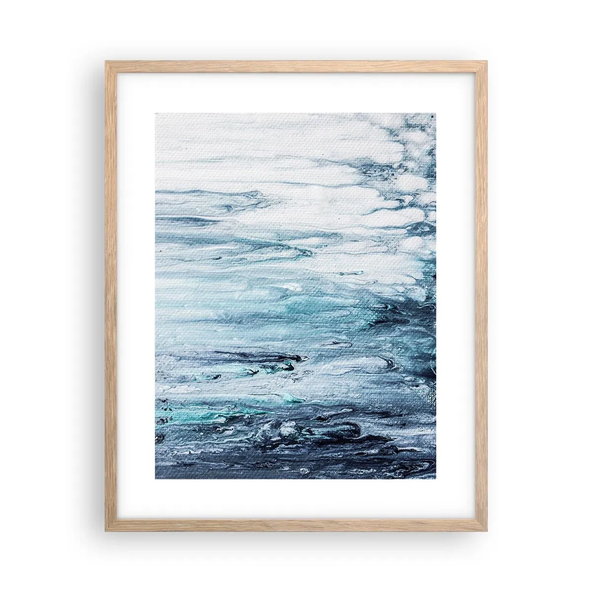 Poster în ramă de stejar deschis - Țurțuri de albastru - 40x50 cm