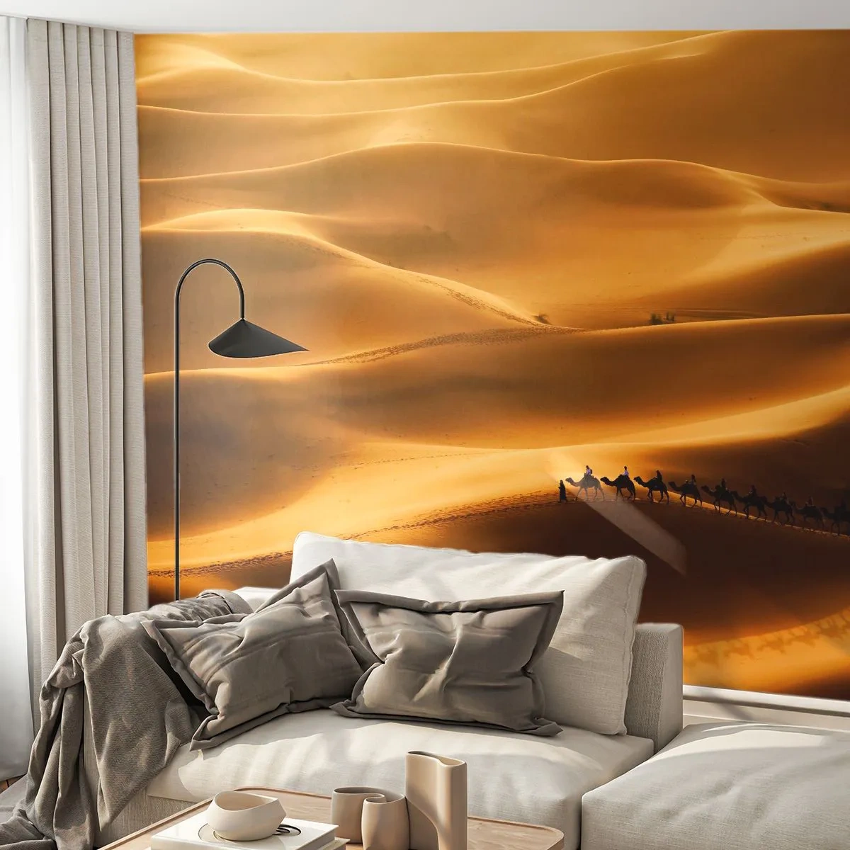 Tapet Standard Eco - Caravana pe valurile deșertului - Peisaj, Africa, Deşert - 200x140 cm