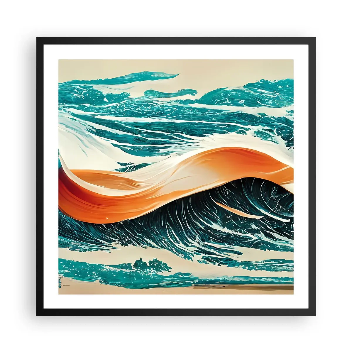 Poster în ramă neagră - Visul unui surfer - 60x60 cm