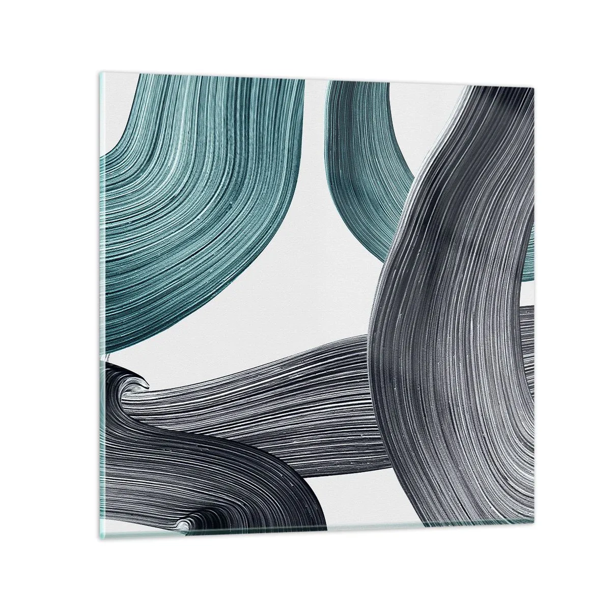 Tablou pe sticlă - Trasee de smarald și negru - 60x60 cm