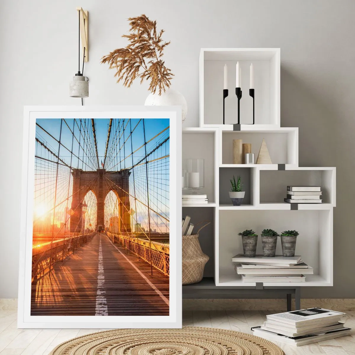 Poster în ramă albă - Pe podul de aur - 30x40 cm