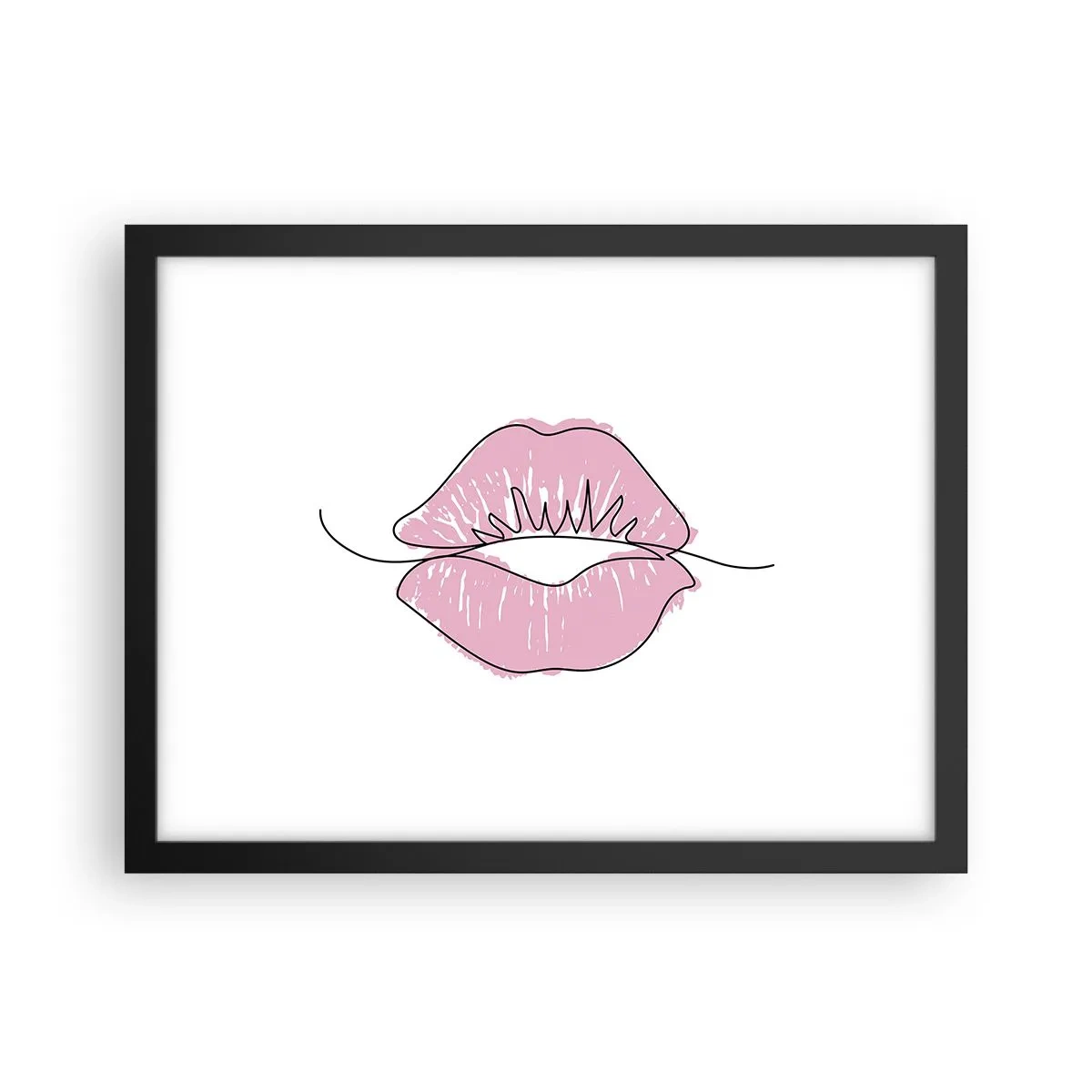 Poster în ramă neagră - Vrei un sărut? - 40x30 cm