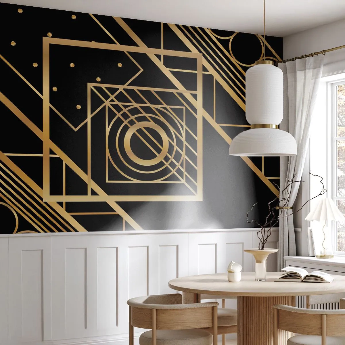 Tapet Standard Eco - Geometrie de aur - Abstracția, Bucată, Grafică - 300x210 cm