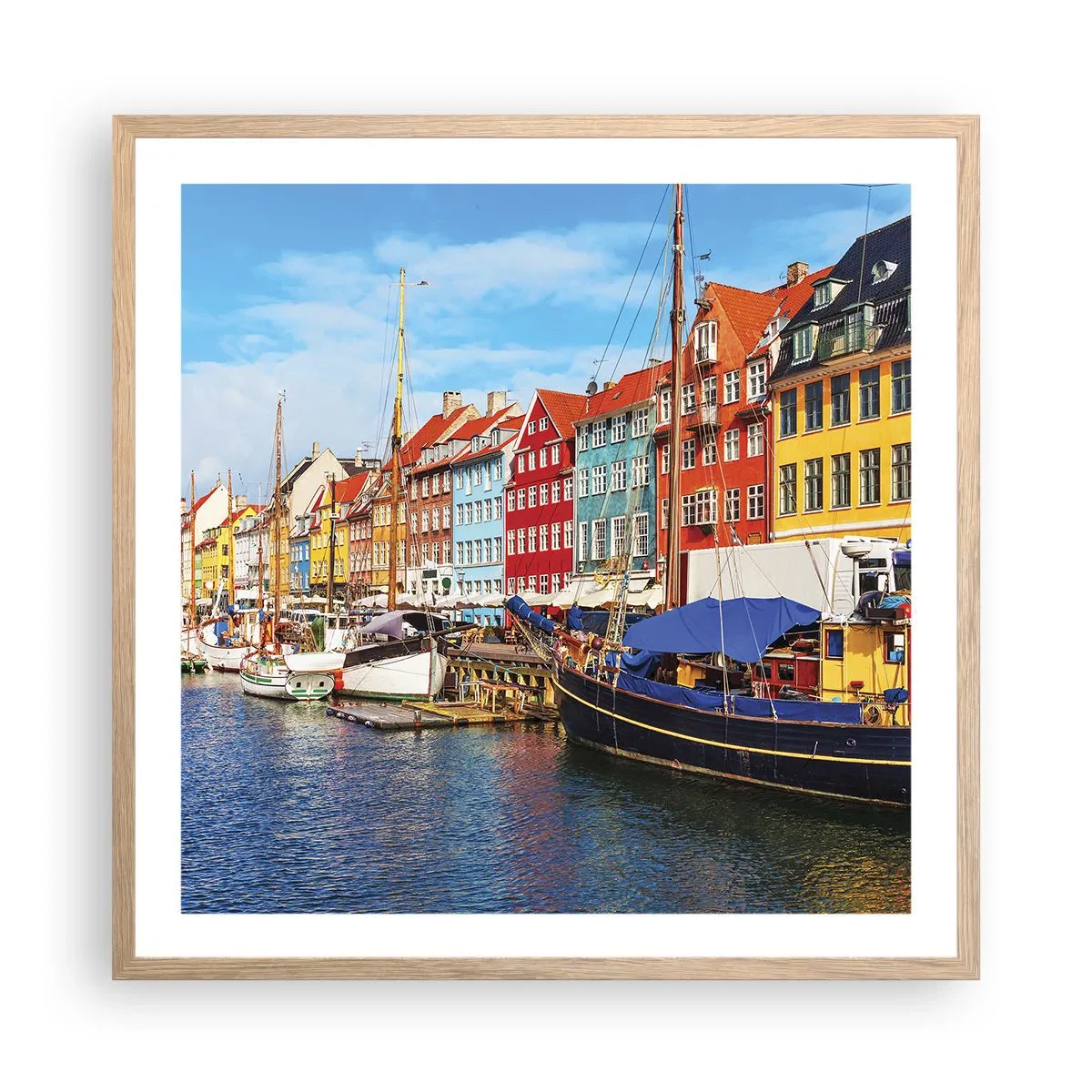 Poster în ramă de stejar deschis - Portul vesel - 60x60 cm