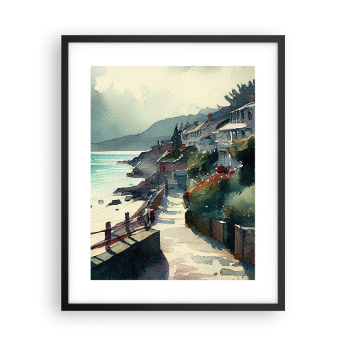 Poster în ramă neagră - Orășel mediteraneean - 40x50 cm