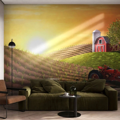 Tapet Premium Sand - O fermă ca un basm - Fermă, Peisaj, Tractor - 100x70 cm