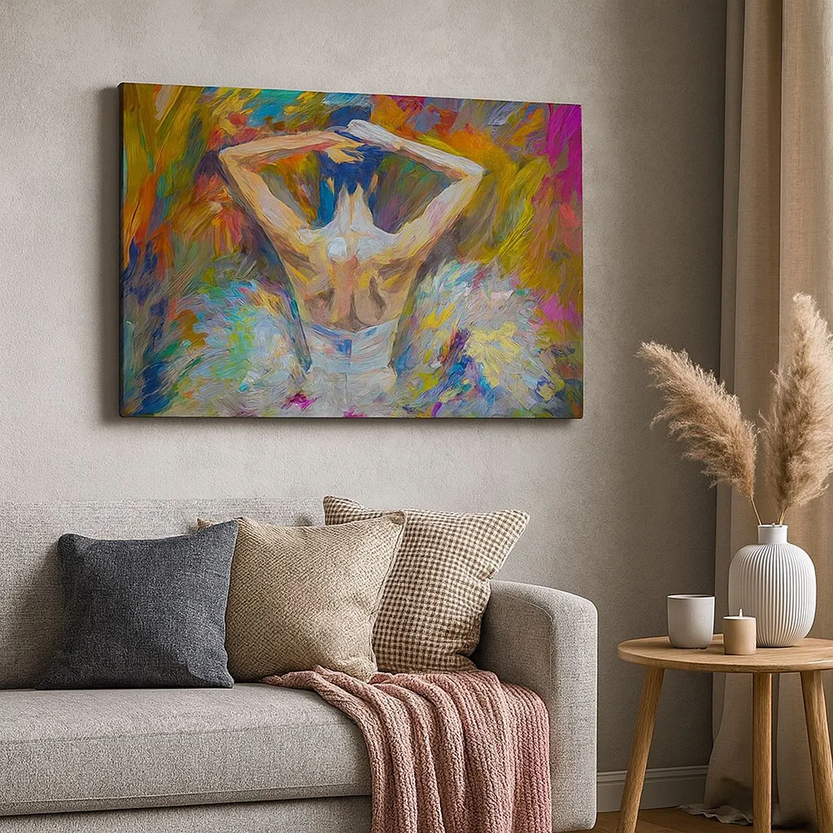 Tablou pe pânză Canvas - O balerină în culori dinamice și expresie picturală - 70x50cm - Ar putea fi orice - Decorațiune modernă pentru perete pentru living și dormitor ARTTOR