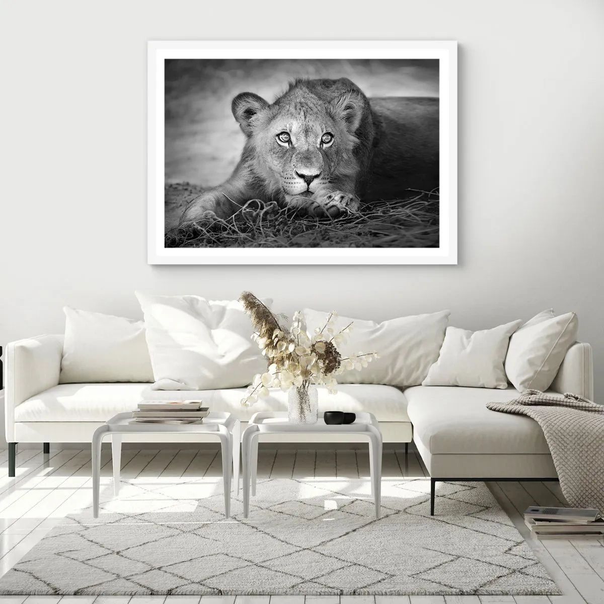 Poster în ramă albă - Pisicuța regală - 40x30 cm