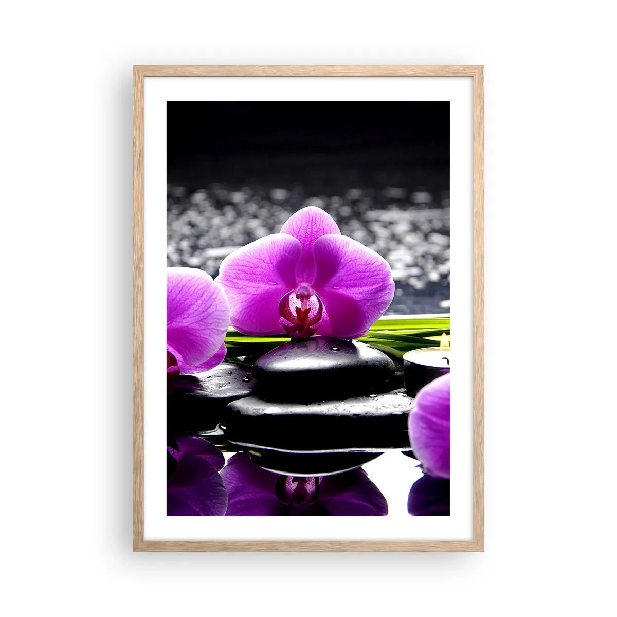 Poster în ramă de stejar deschis - Să te scufunzi în pace și liniște - 50x70 cm