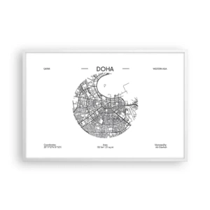Poster în ramă albă - Anatomia orașului Doha - 91x61 cm