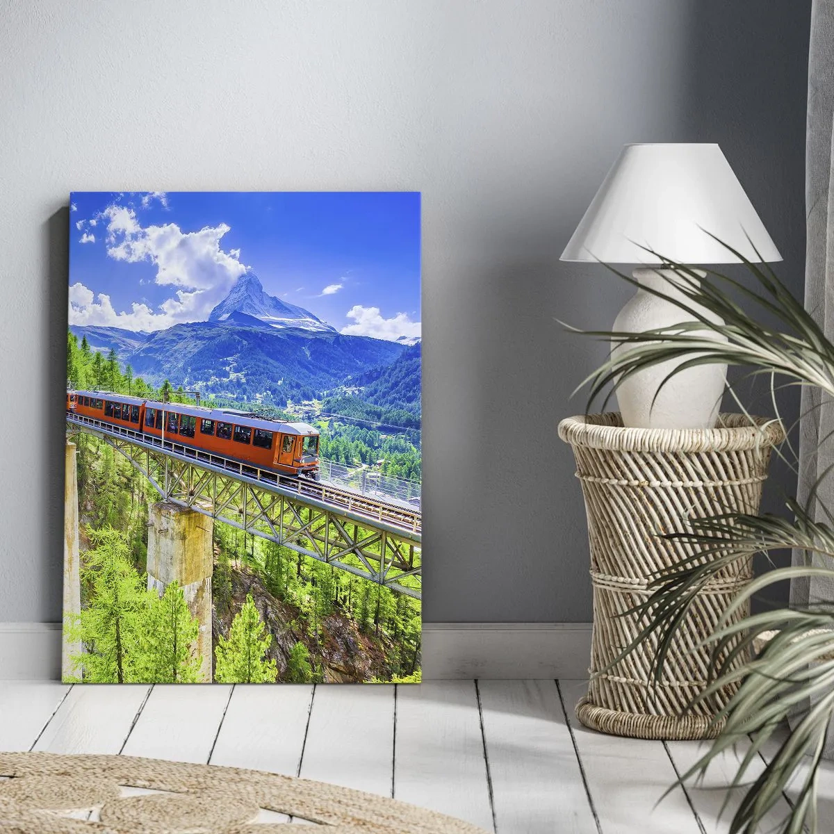 Tablou pe pânză - Calea ferată din Alpi - 50x70 cm