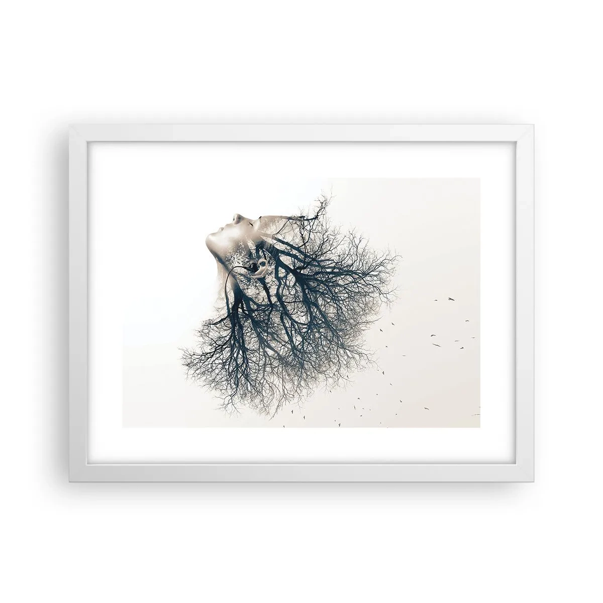Poster în ramă albă - Ascultând șoapta copacului - 40x30 cm