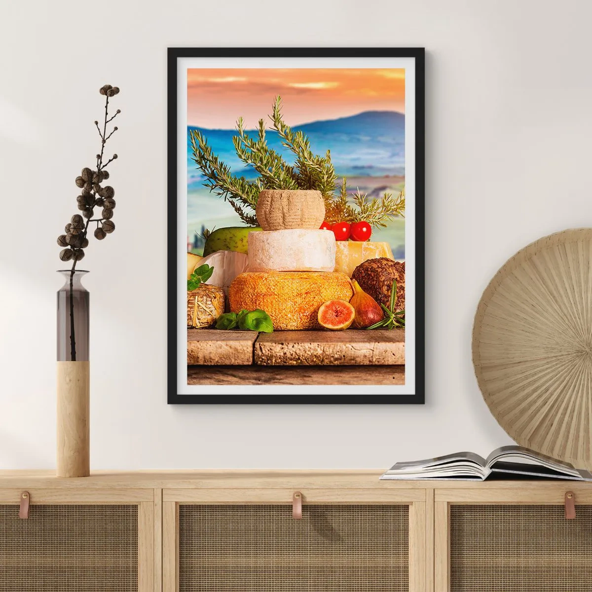 Poster în ramă neagră - Bucurie de viață în stil italian - 30x40 cm