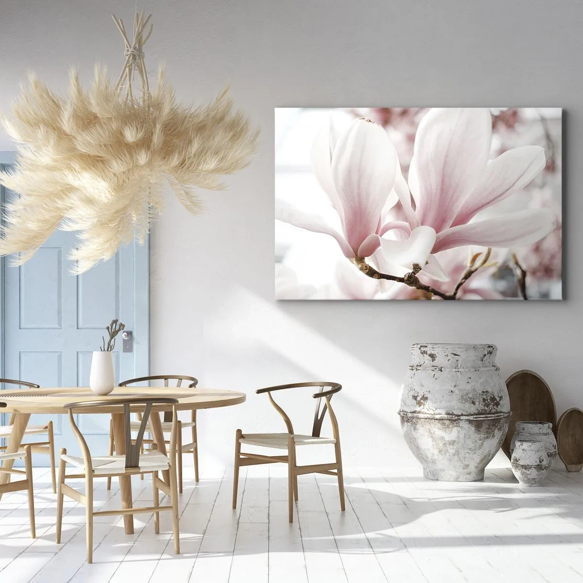 Tablou pe pânză Canvas - Flori delicate de magnolie în nuanțe pastelate - 70x50cm - Imensitatea sensibilității - Decorațiune modernă pentru perete pentru living și dormitor ARTTOR