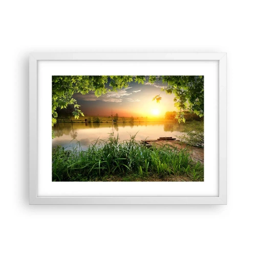 Poster în ramă albă - Peisaj într-un cadru verde - 40x30 cm