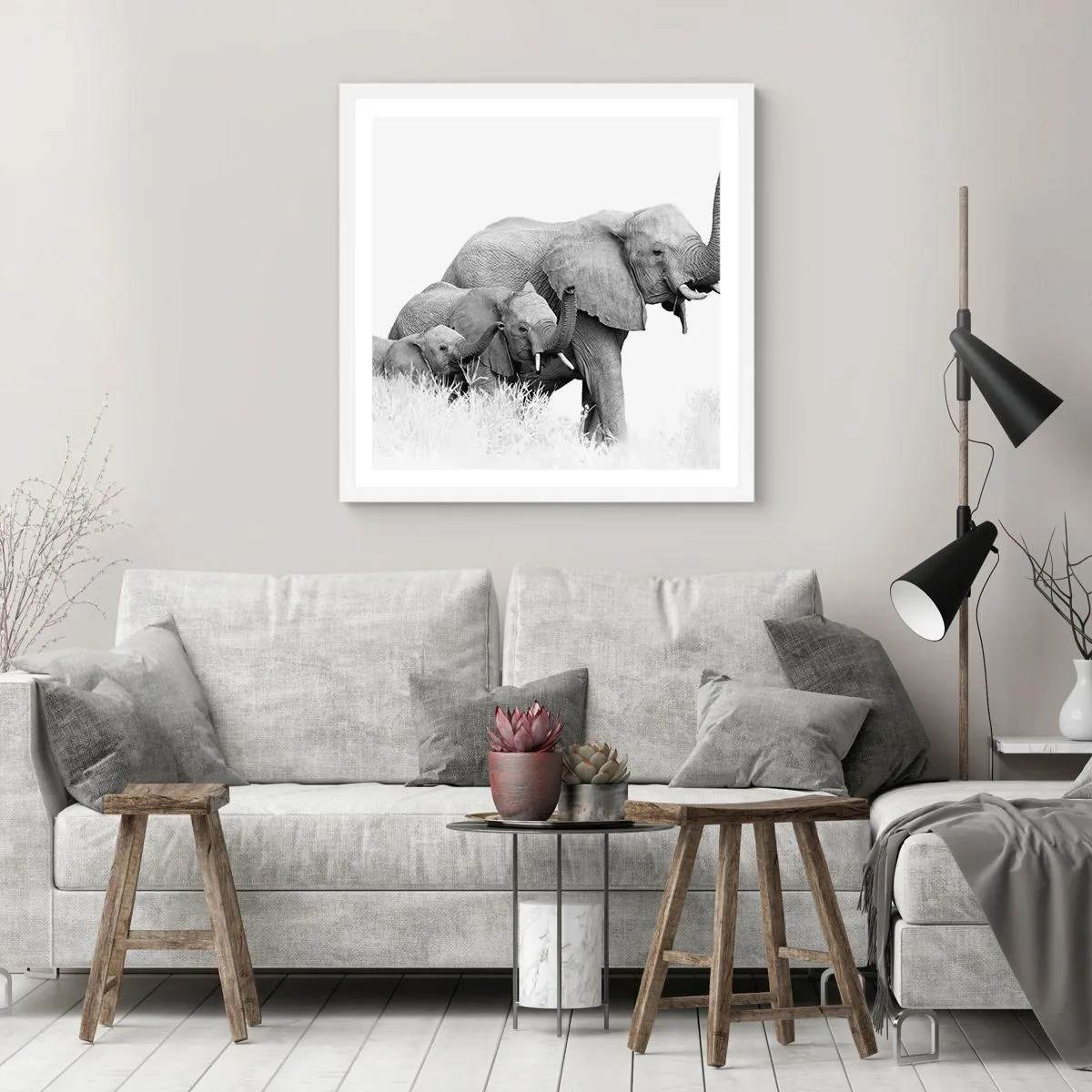 Poster în ramă albă - Unu, doi, trei - 40x40 cm