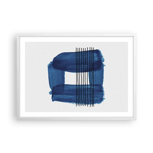 Poster în ramă albă - Compoziție albastru-negru - 70x50 cm