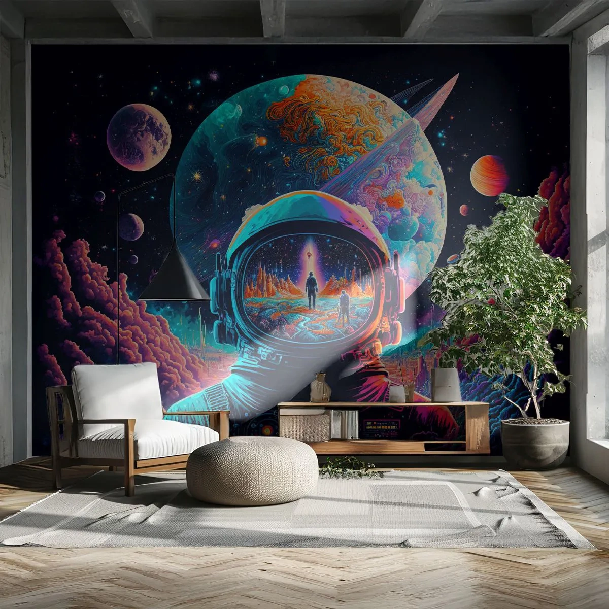 Tapet Standard Eco - Visul nevisat al filozofiilor - Astronaut, futurist, Cosmos - 250x175 cm