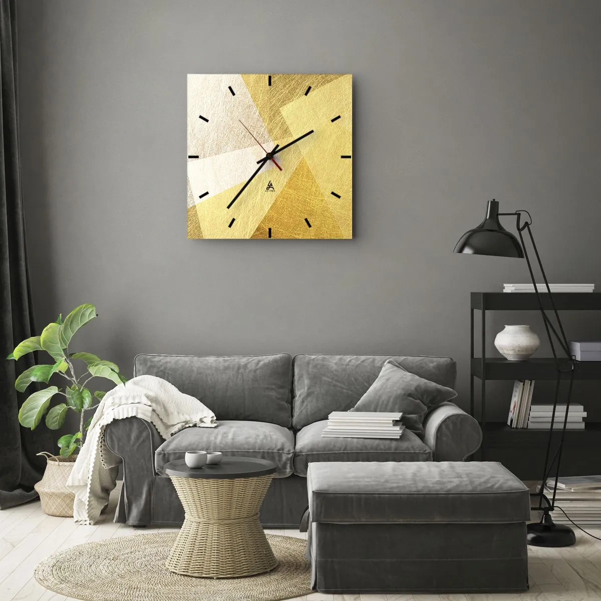 Ceas de perete - Ceas pe sticlă - Vremea de geometrie - 30x30 cm
