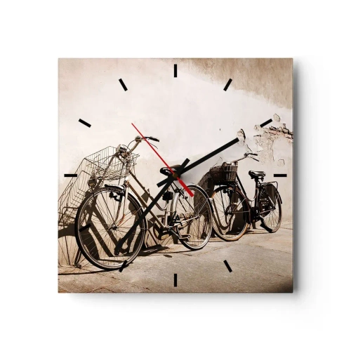 Ceas de perete - Ceas pe sticlă - Farmecul de neuitat al trecutului - 40x40 cm