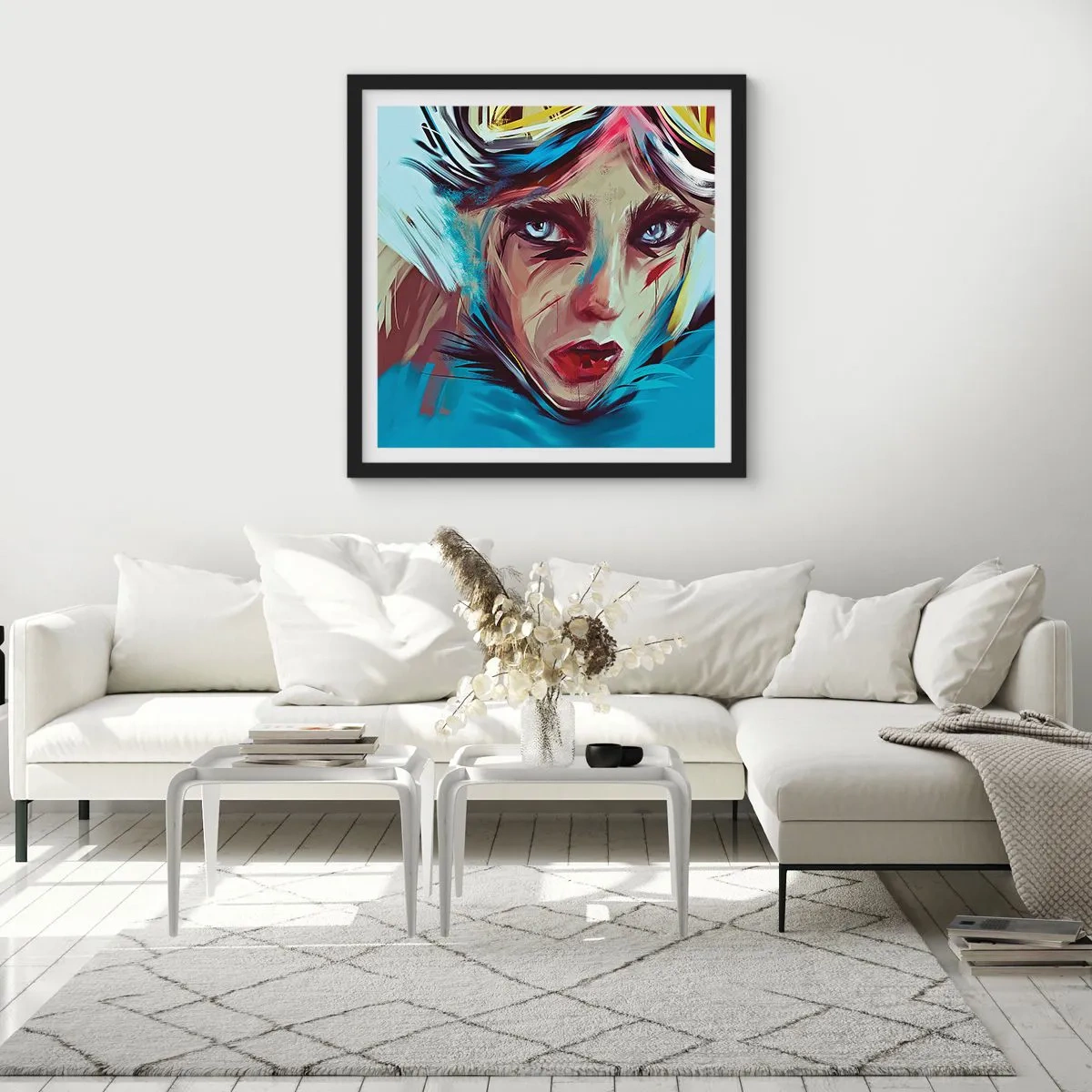 Poster în ramă neagră - Războinica de drum - 40x40 cm