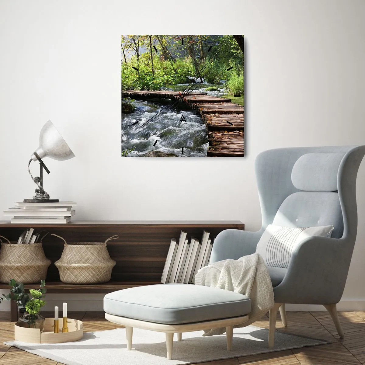 Ceas de perete - Ceas pe sticlă - Cascadă spumoasă - 30x30 cm