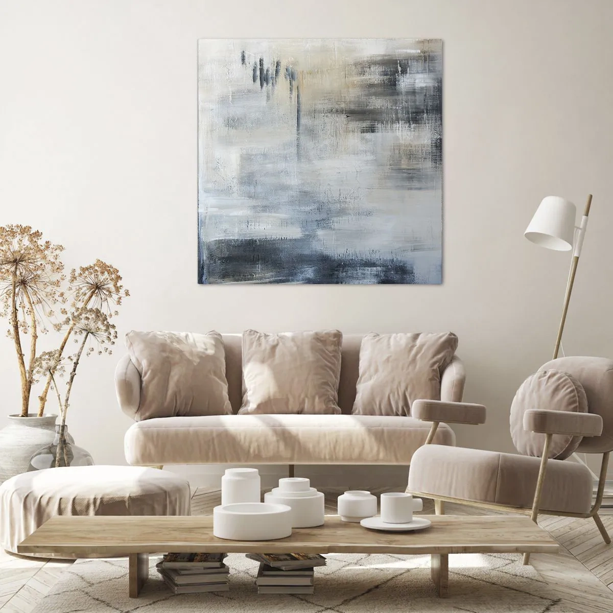 Tablou pe pânză - În spatele unui voal albastru - 50x50 cm