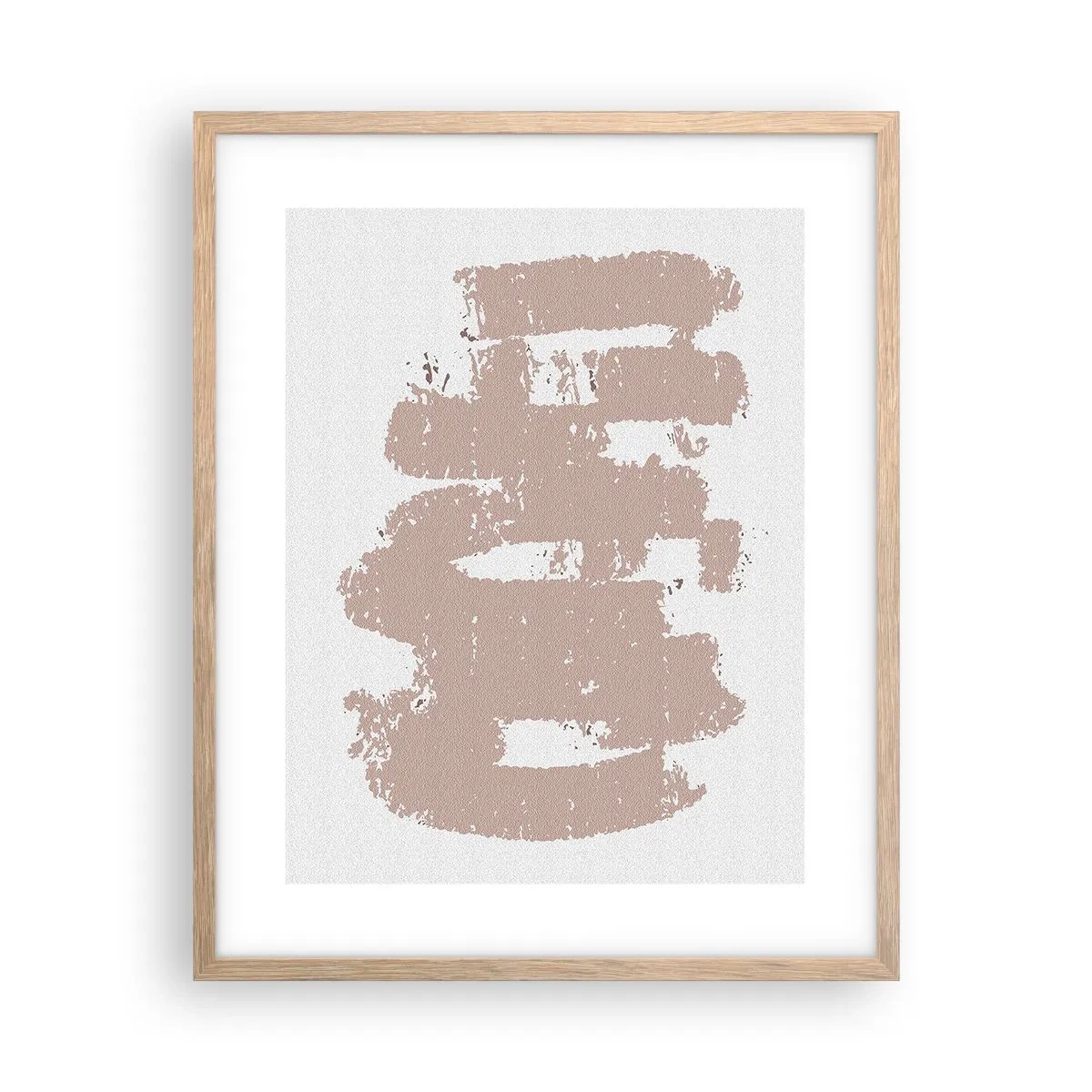 Poster în ramă de stejar deschis - Abstracție în roz moale - 40x50 cm