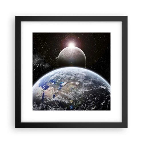 Poster în ramă neagră - Peisaj cosmic - răsărit de soare - 30x30 cm