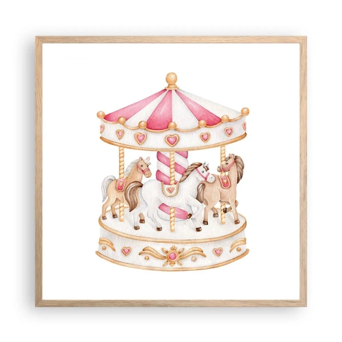 Poster în ramă de stejar deschis - Lumea dulce a copilăriei - 60x60 cm
