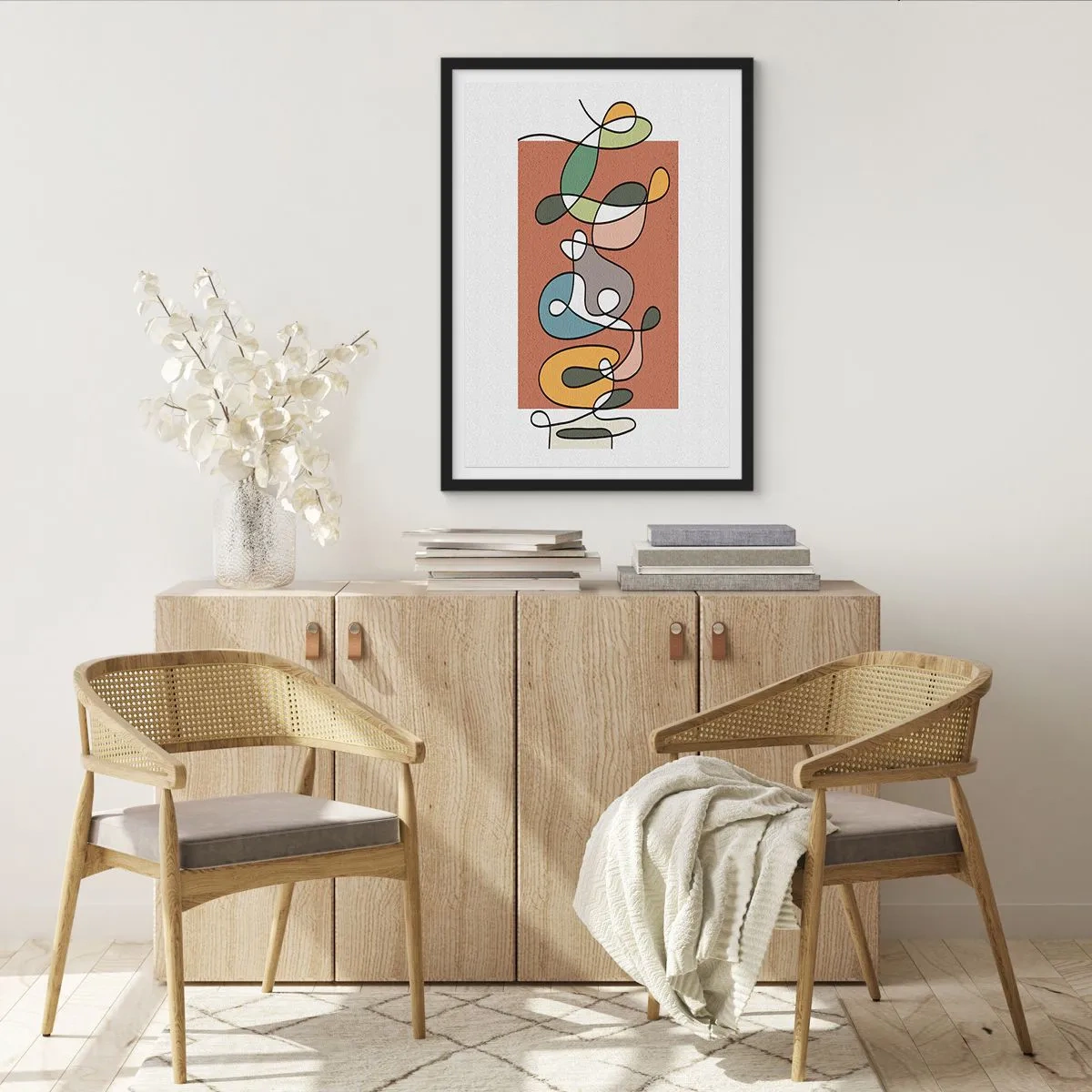 Poster în ramă neagră - Abstracție: un dans colorat - 61x91 cm