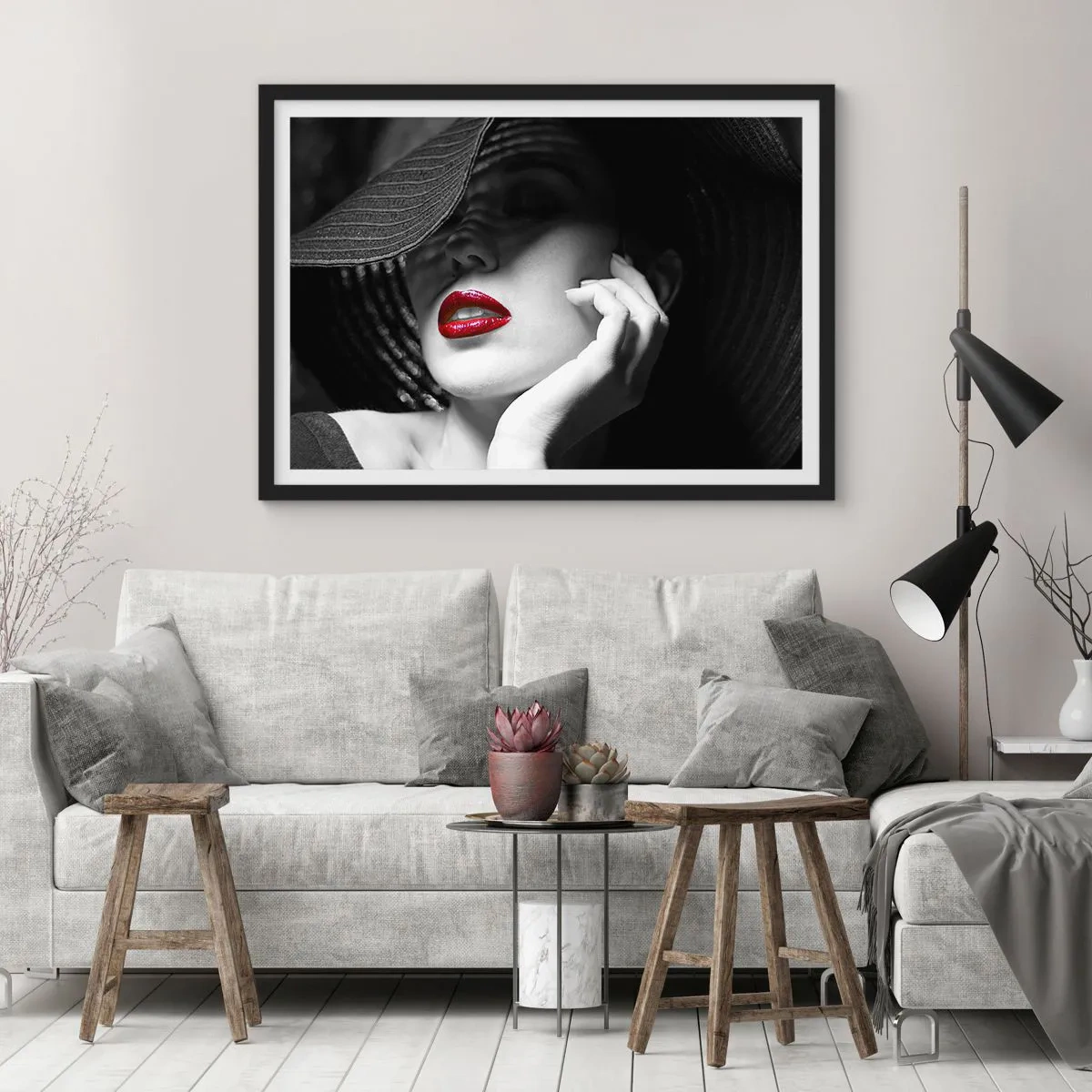Poster în ramă neagră - Studiu în stacojiu - 40x30 cm