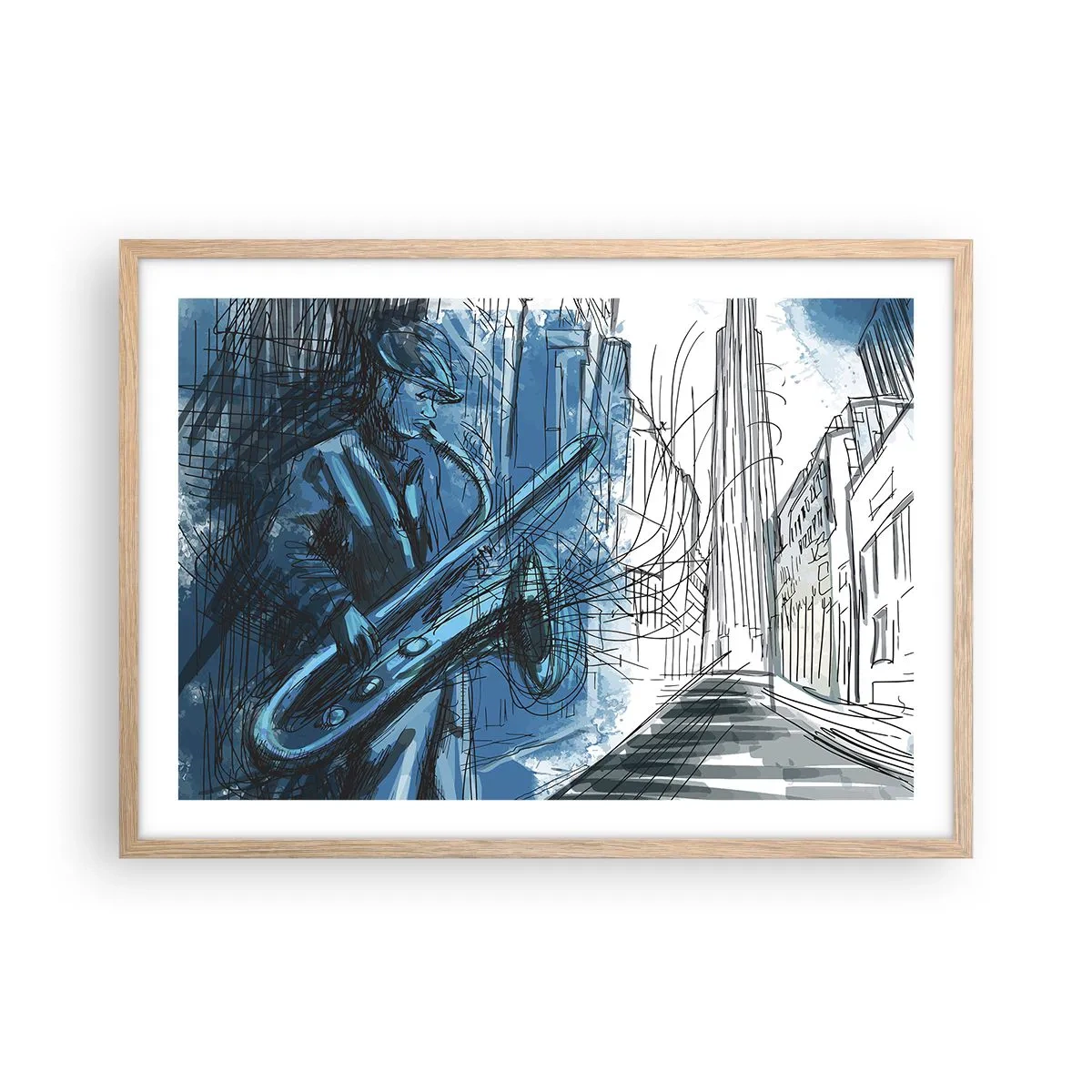 Poster în ramă de stejar deschis - Rapsodie urbană - 70x50 cm