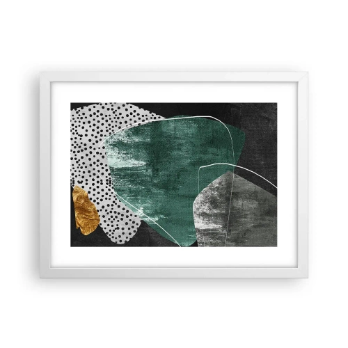 Poster în ramă albă - Abstracție colorată cu fulgi de aur - 40x30 cm