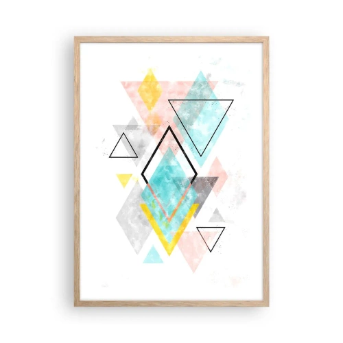 Poster în ramă de stejar deschis - Joc geometric - 50x70 cm