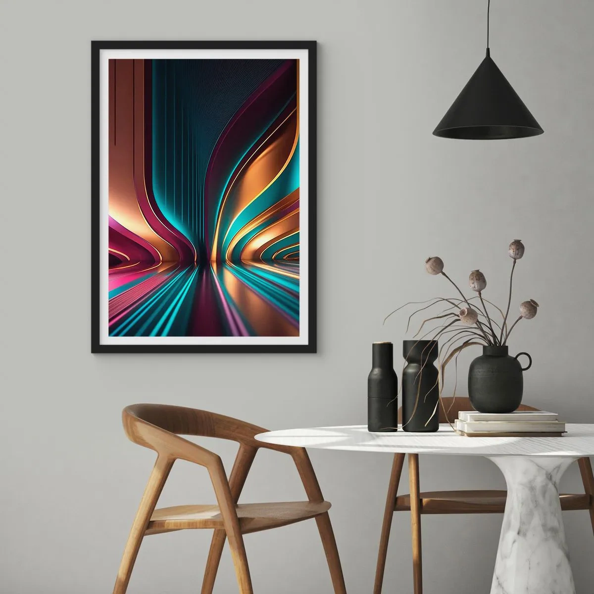 Poster în ramă neagră - Arhitectură de lumină - 61x91 cm