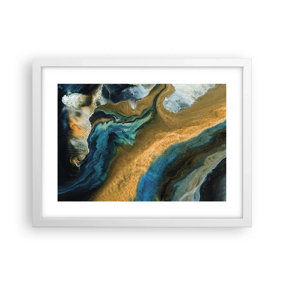 Poster în ramă albă - Albastru - galben - influență reciprocă - 40x30 cm