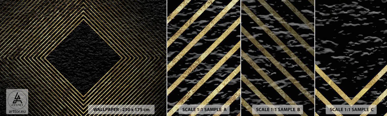 Mostră tapet Premium Canvas - Geometrie în stil glamour - Art Deco, Modern, Glamour - 100x30 cm