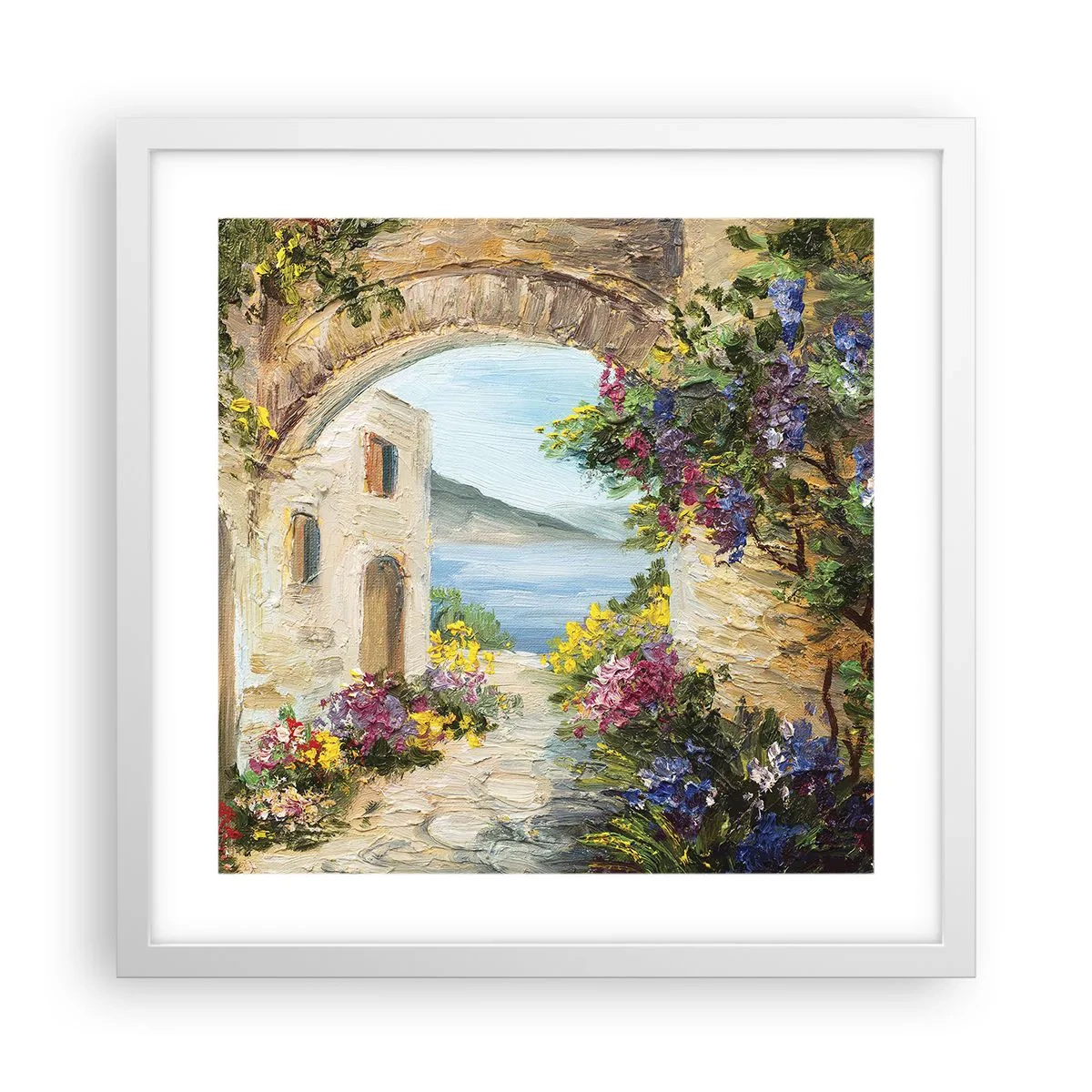 Poster în ramă albă - Farmecul peisajului de coastă - 40x40 cm