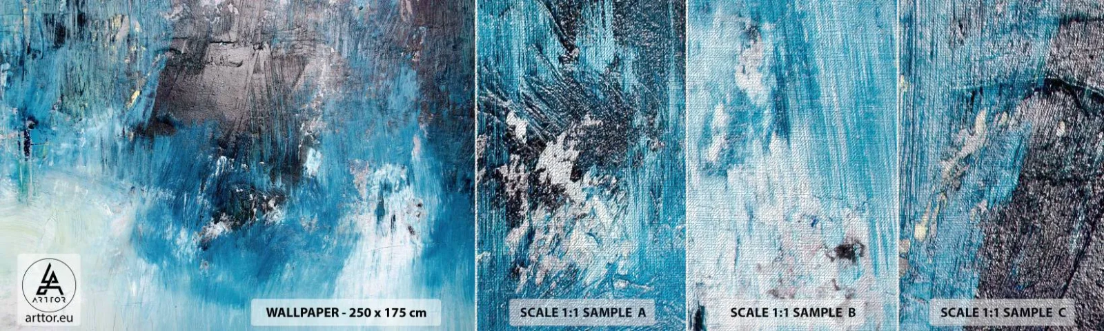 Mostră tapet Premium Canvas - Rapsodie albastră - Abstracția, Bucată, Artă Modernă - 100x30 cm