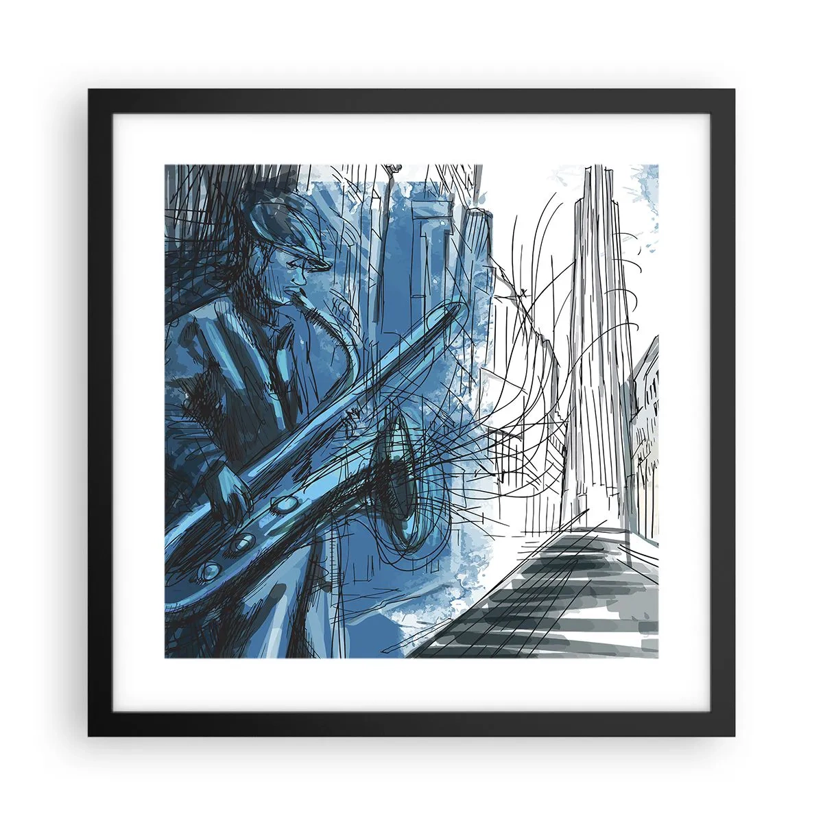 Poster în ramă neagră - Rapsodie urbană - 40x40 cm