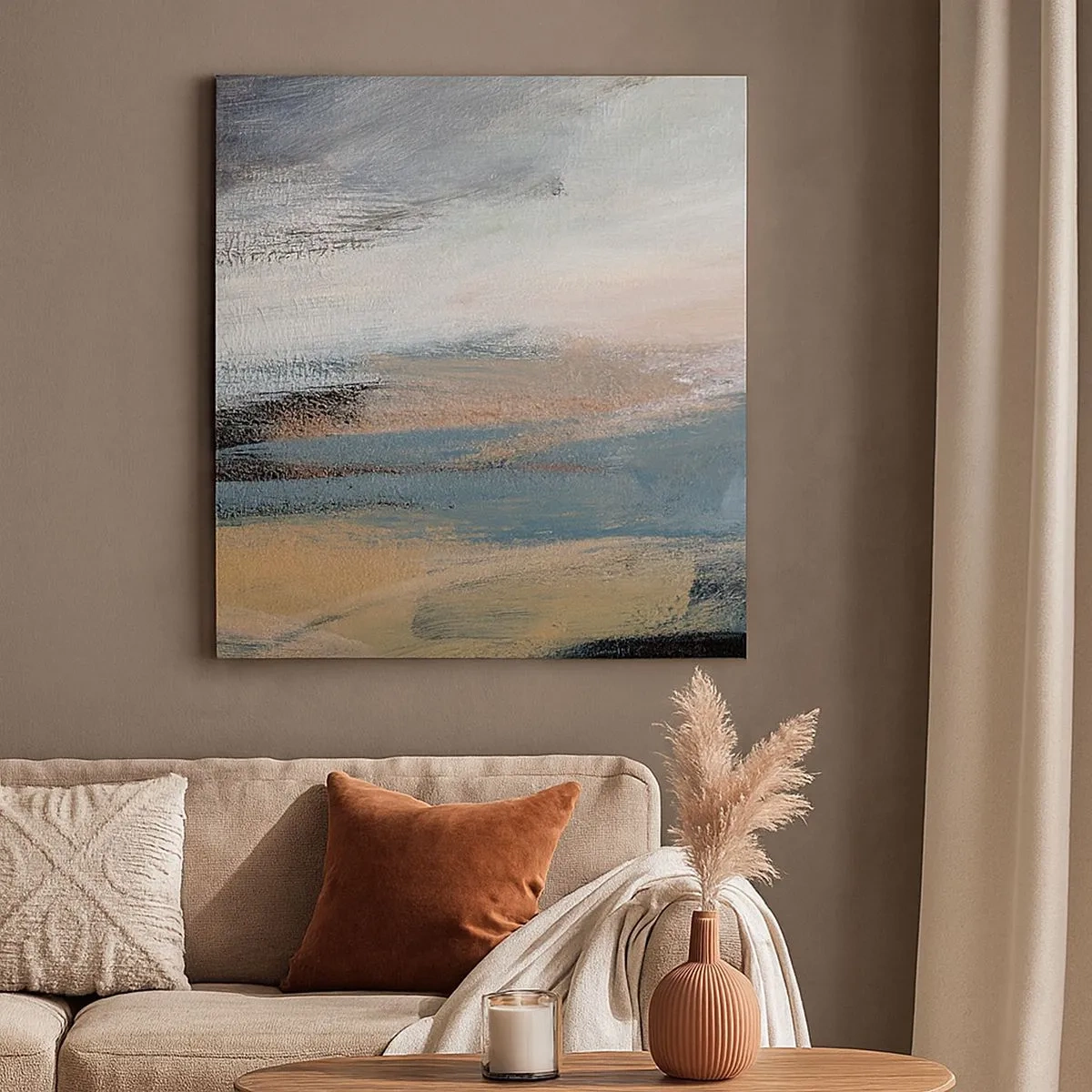 Tablou pe pânză - Abstracție: peisaj nordic - 30x30 cm