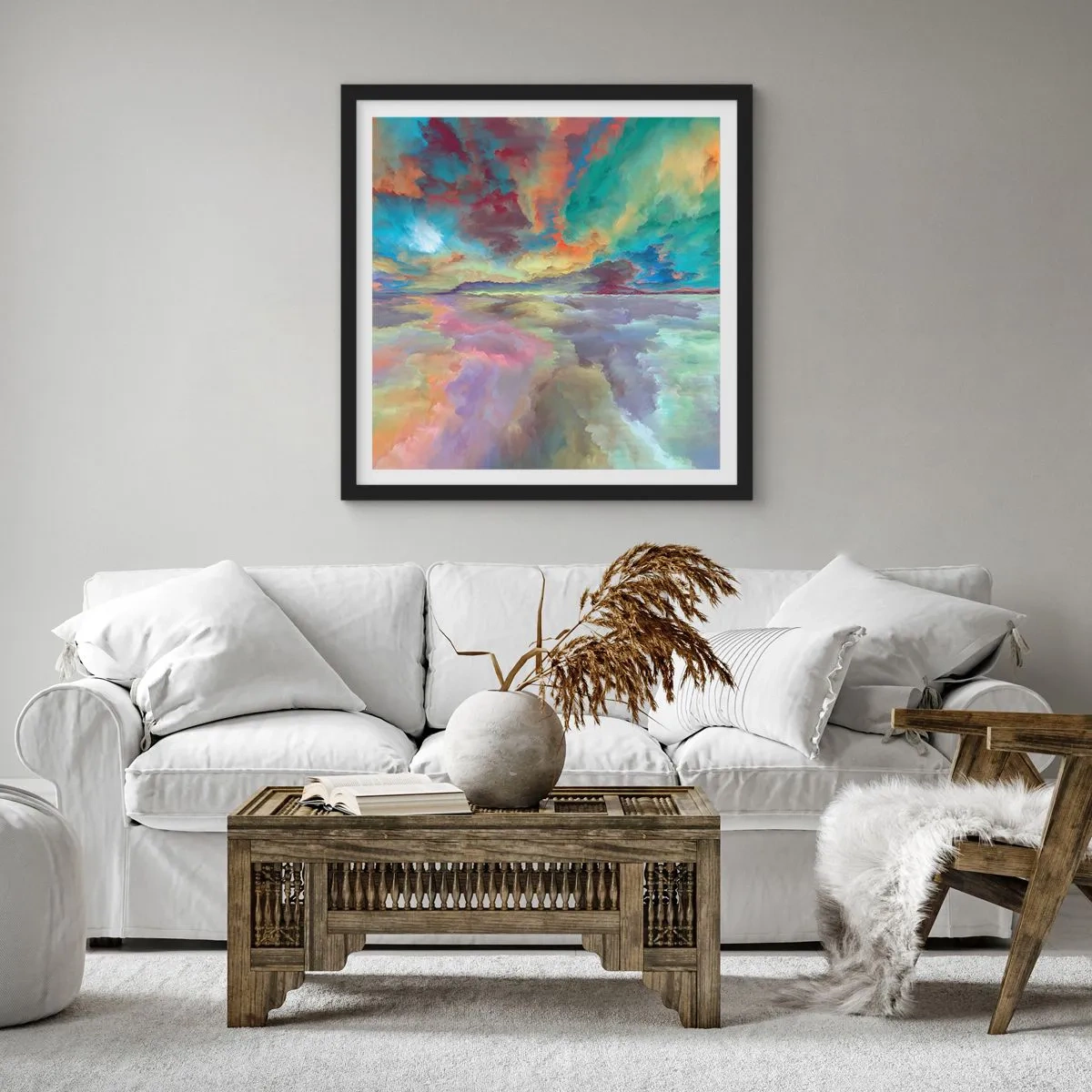 Poster în ramă neagră - Două ceruri - 30x30 cm