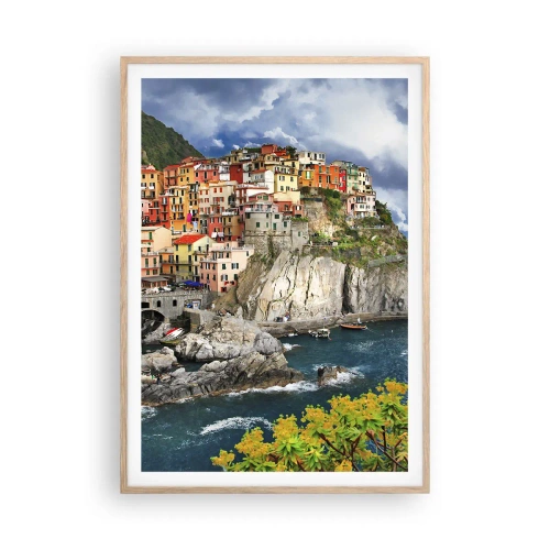 Poster în ramă de stejar deschis - Îmbrățișați de stânci - 70x100 cm