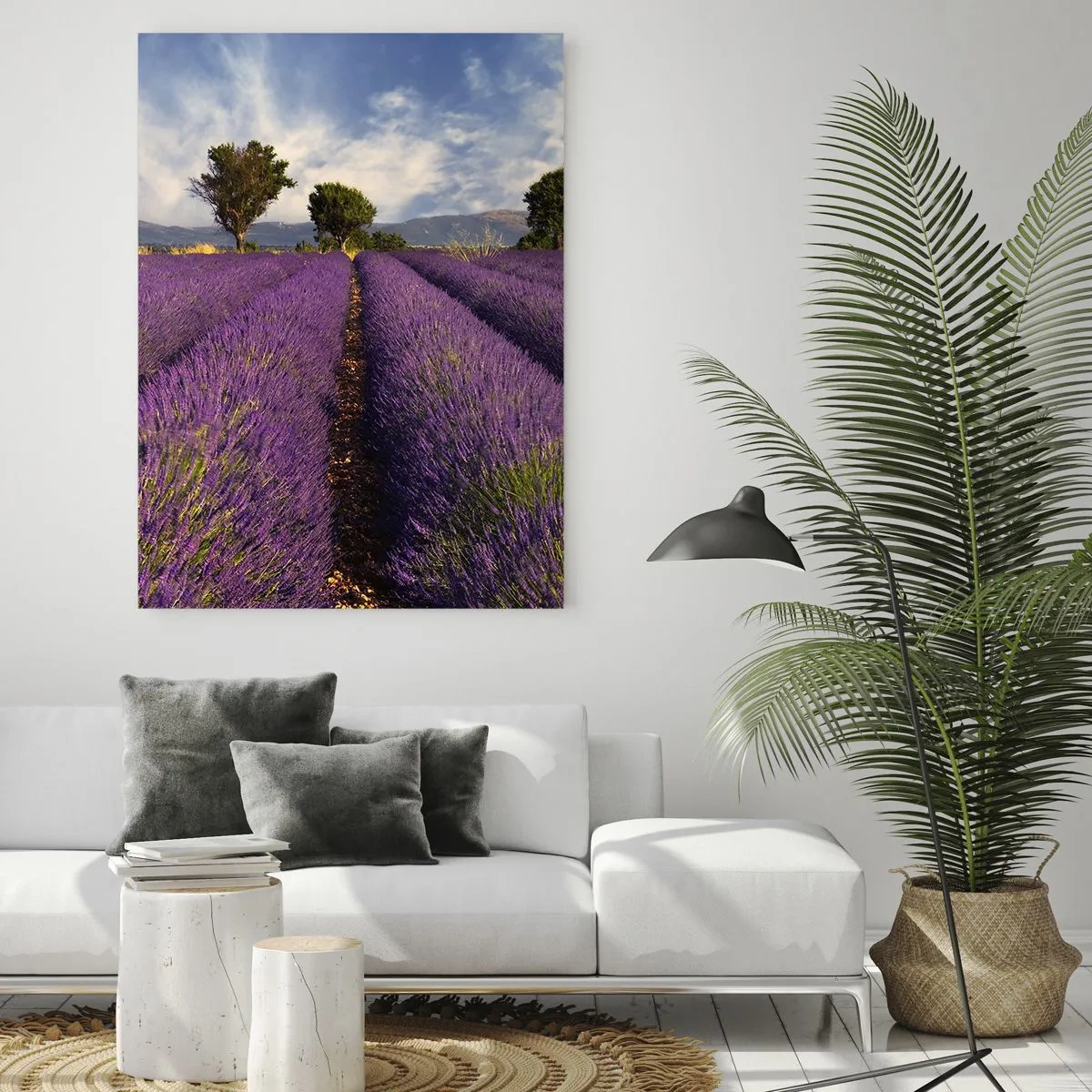 Tablou pe sticlă - Câmpuri de lavandă - 50x70 cm