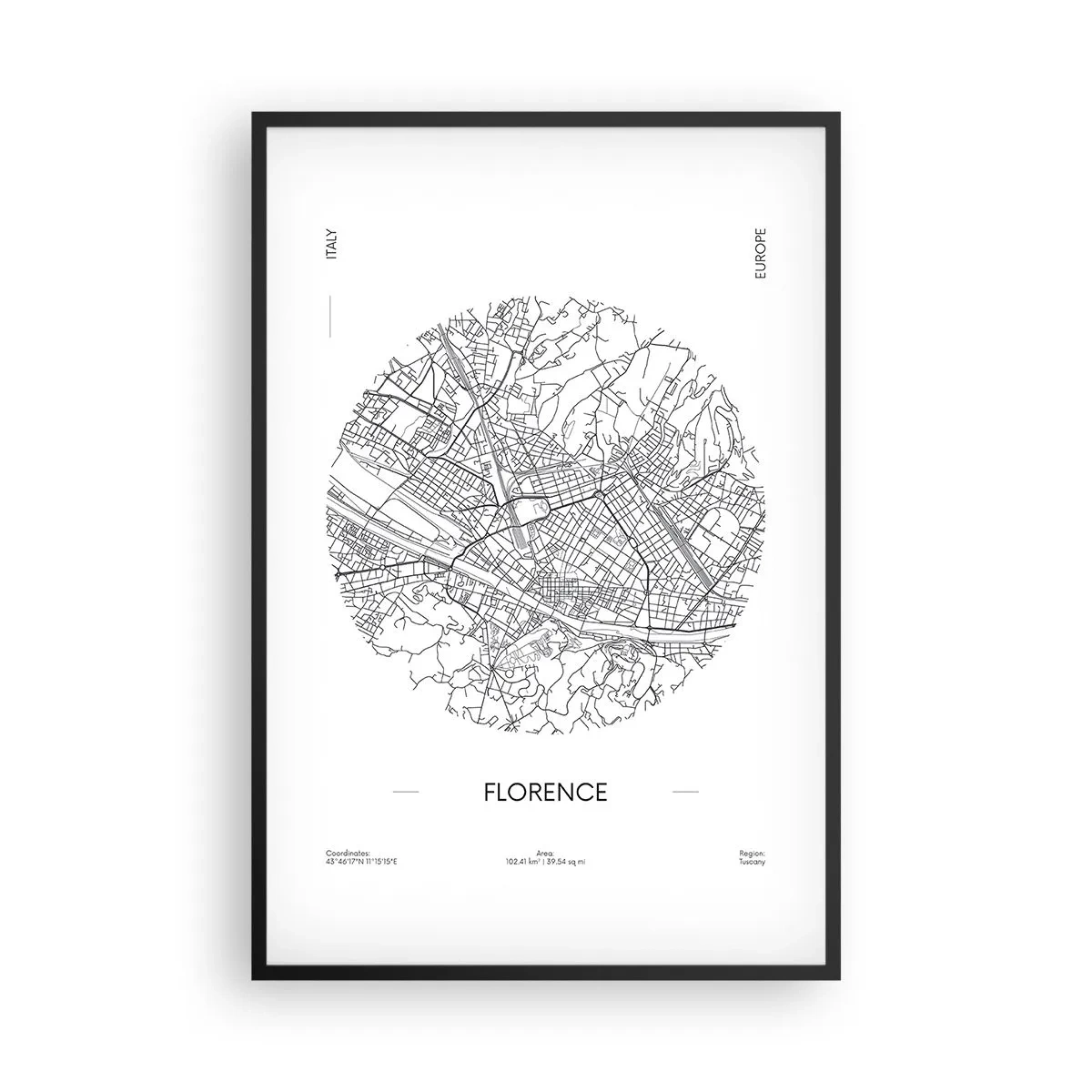 Poster în ramă neagră - Anatomia Florenței - 61x91 cm