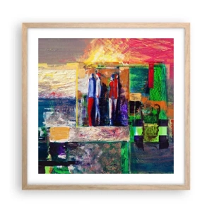 Poster în ramă de stejar deschis - Relații și emoții - 50x50 cm